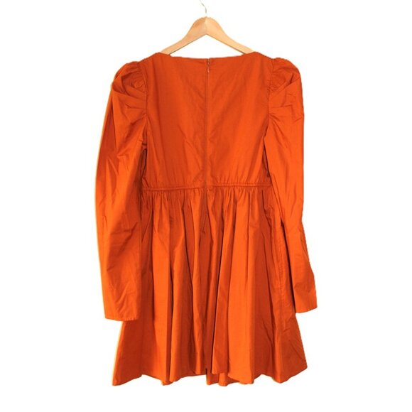 ABERCROMBIE & FITCH *Deadstock* Long-Sleeve Poplin Babydoll Dress in Paprika (M) - Picture 4 of 12